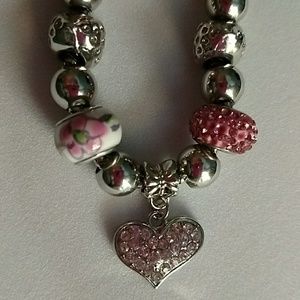 Adorable Silver & Pink Charm Bracelet!!!